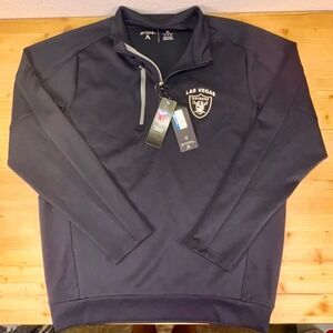 Antigua NFL Las Vegas Raiders Quarter Zip Pullover XL‎ Black Team Apparel